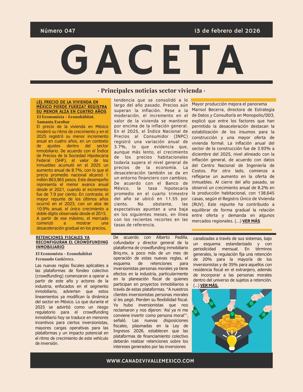 Gaceta CANADEVI No. 47, 09 — 13 febrero 2026
