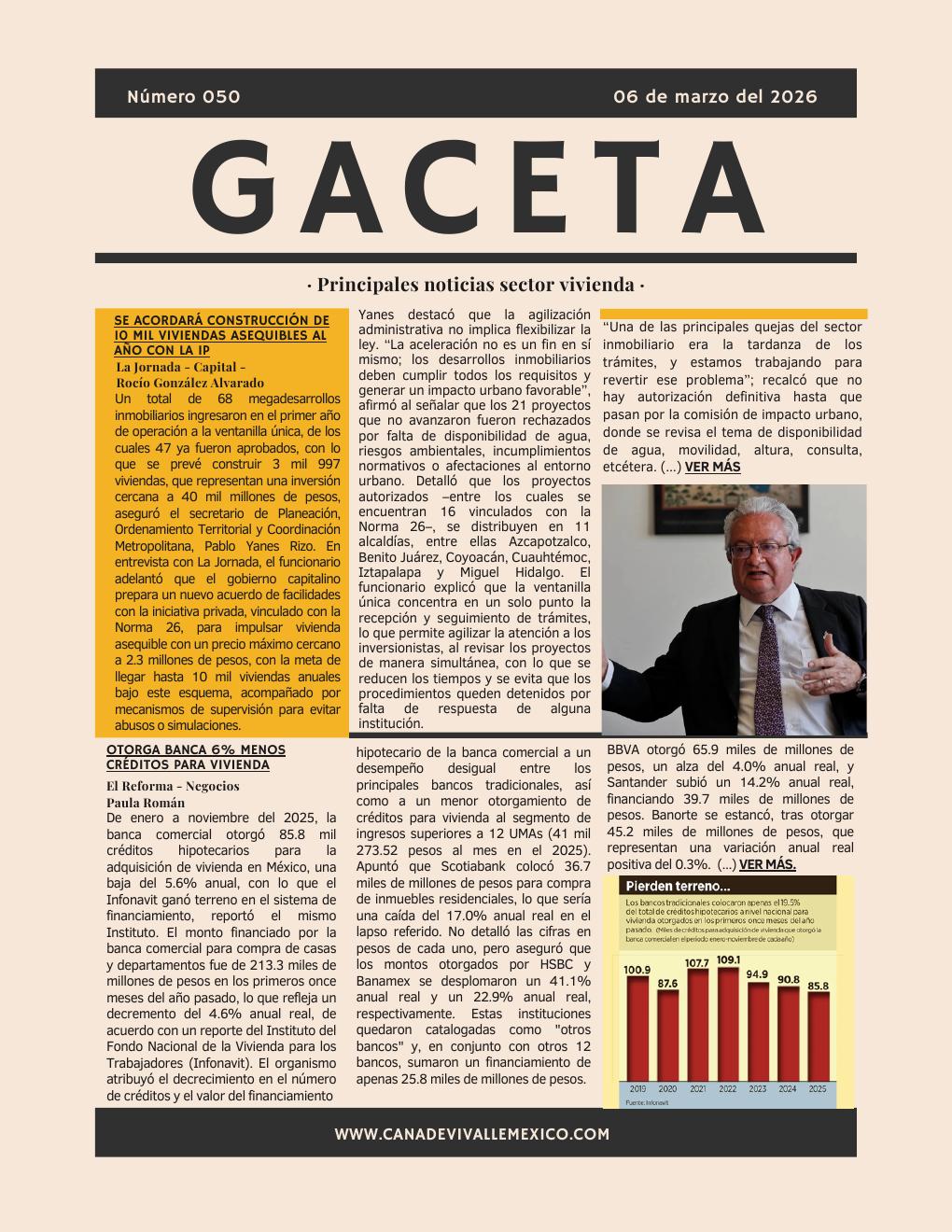 Gaceta CANADEVI No. 50, 02 — 06 marzo 2026