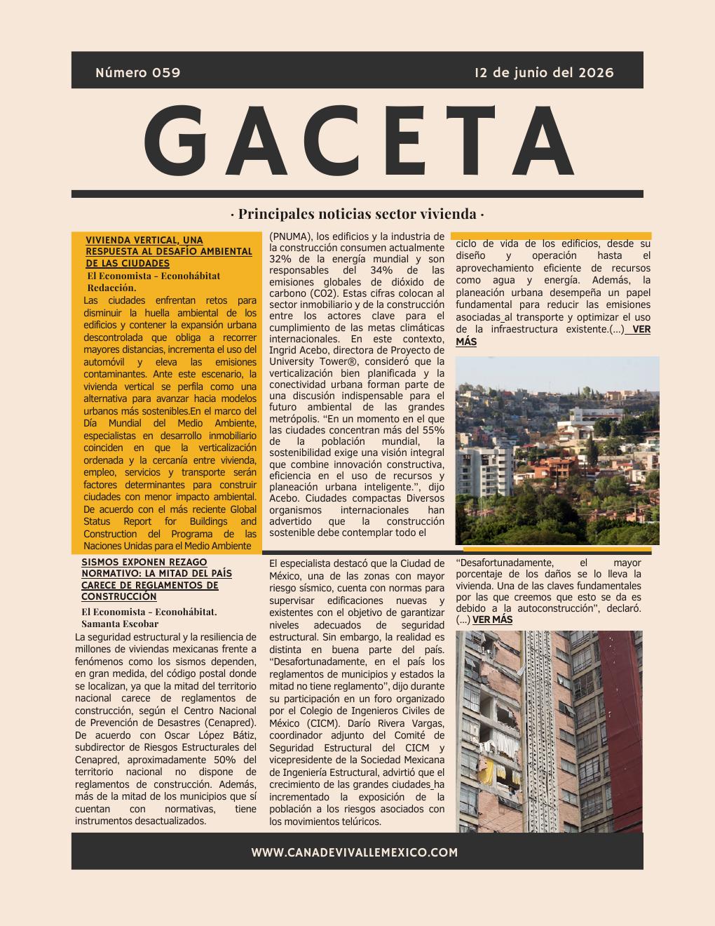 Gaceta CANADEVI No. 59, 08 — 12 junio 2026