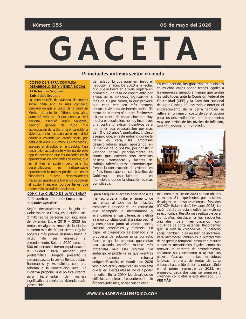 Gaceta CANADEVI No. 55, 04 — 08 mayo 2026